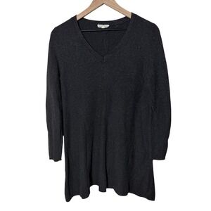 Eileen Fisher Knit Tunic Sweater‎ Dress Black Gray Size S Normcore Lagenlook